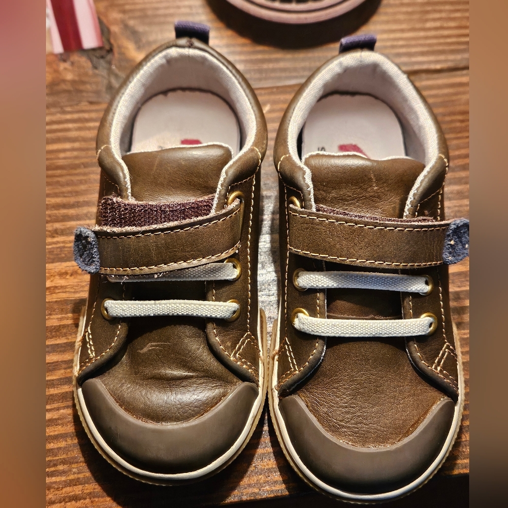 Brown Kids Shoes with Velcro Strap